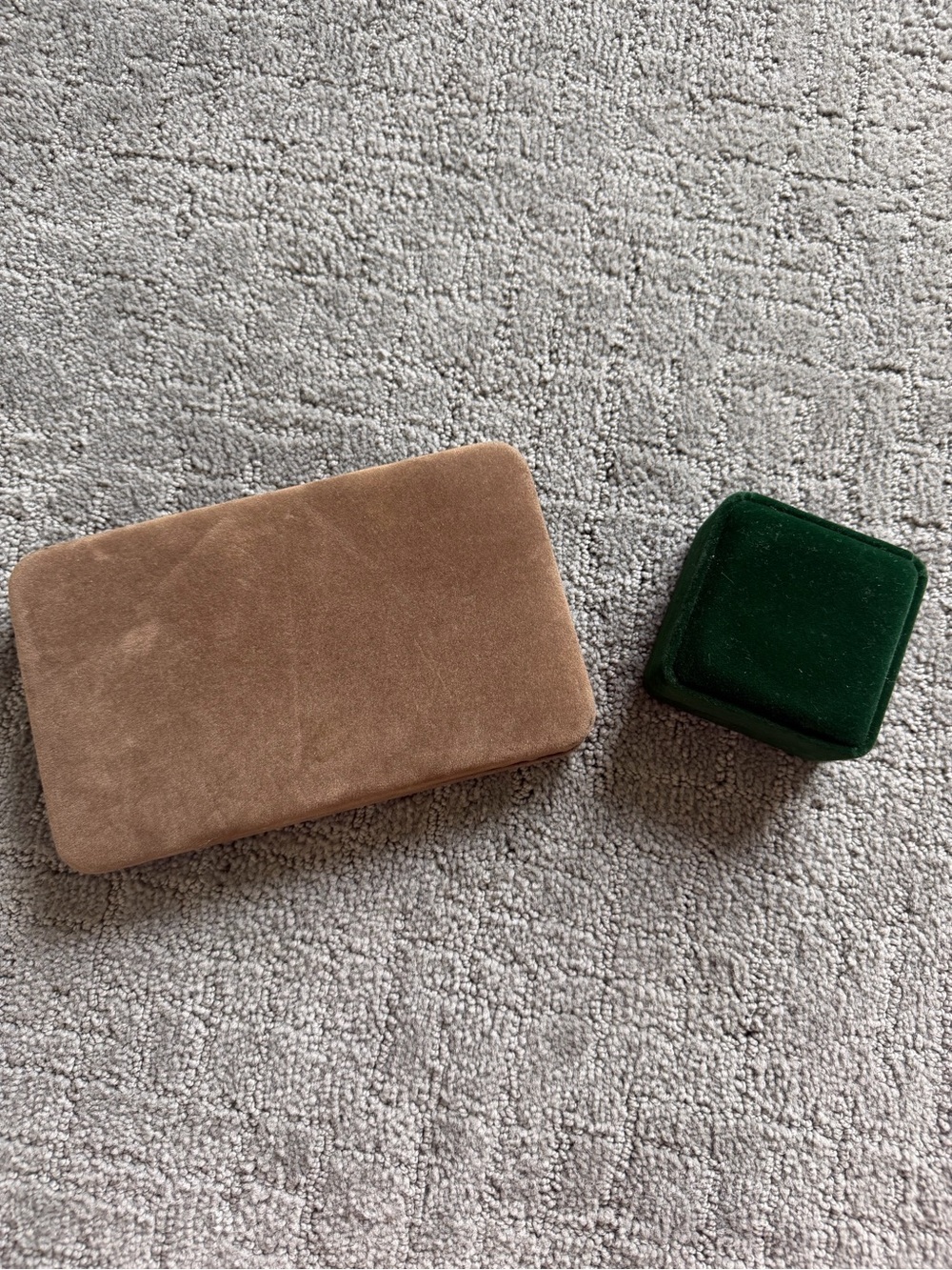 Vintage Velvet Jewelry Display Boxes - Brown and Forest Green